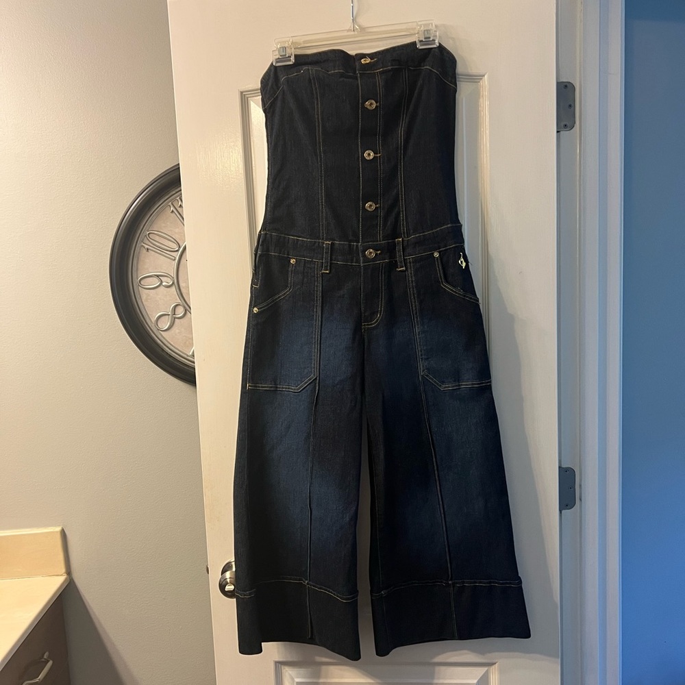 Vintage Y2K Baby Phat strapless denim jumpsuit size 7